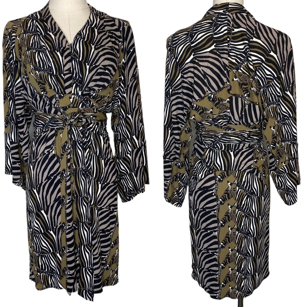 Banana Republic Issa London Zebra Print Kimono Jersey Knit Mini Dress Animal 2 - Picture 2 of 5